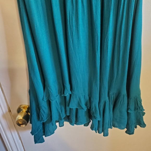Free People Adella turquoise Slip Lace trim Dress Size S Asymmetric Boho Fairy - Picture 4 of 16